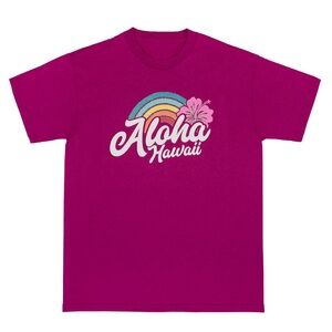 NWT Aloha Hawaii Rainbow Tee (Berry color) in girls size small
